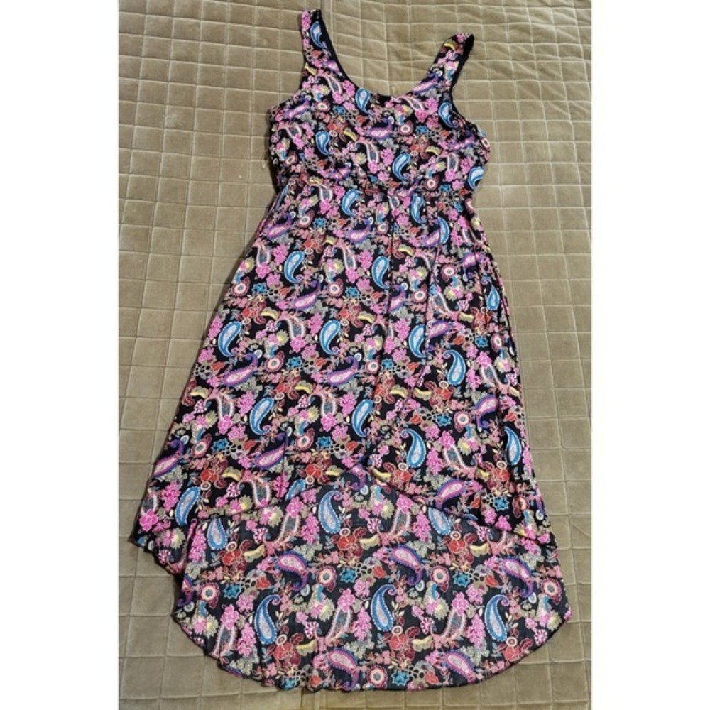 MUDD Size X-Large Black Paisley Hi Lo Challis Maxi Dress